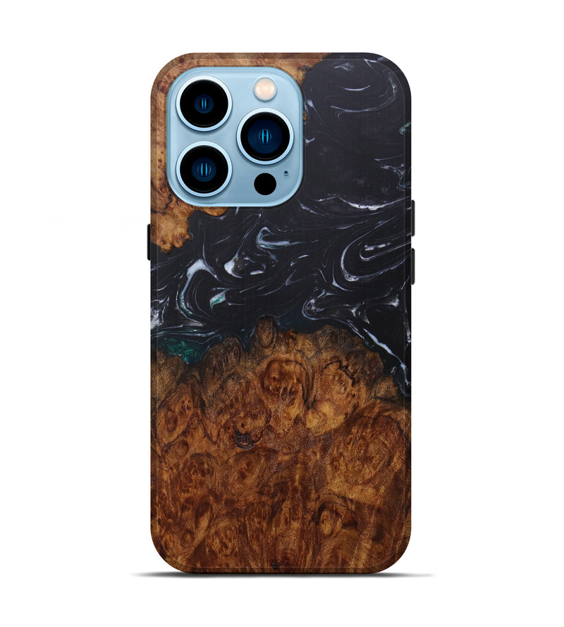 iPhone 14 Pro Wood+Resin Live Edge Phone Case - Lil (Black & White, 601213)