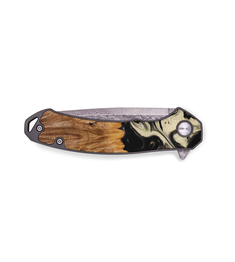 EDC Wood+Resin Pocket Knife - Carolyn (Black & White, 644156)