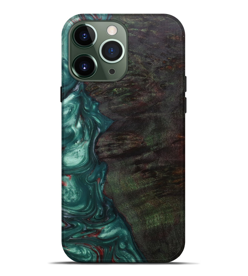 iPhone 13 Pro Max Wood+Resin Live Edge Phone Case - Ardyce (Dark Green, 597328)