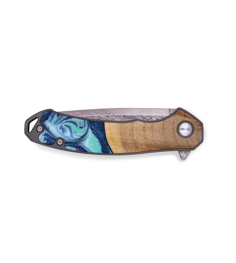 EDC Wood+Resin Pocket Knife - Geoffrey (Blue, 644171)