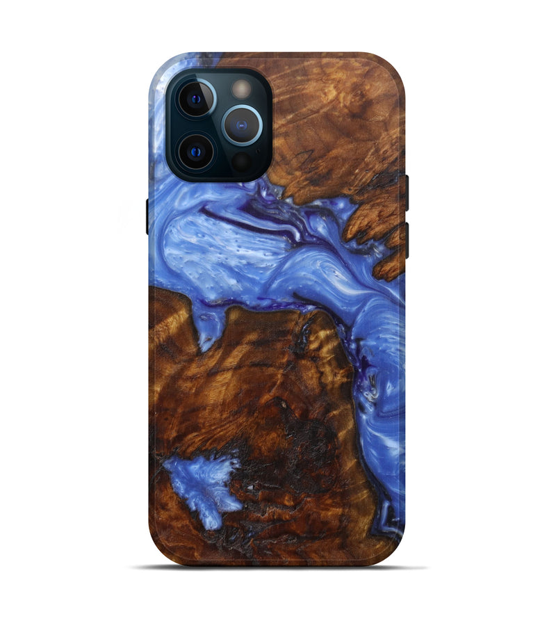 iPhone 12 Pro Wood+Resin Live Edge Phone Case - Alka (Light Blue, 591759)