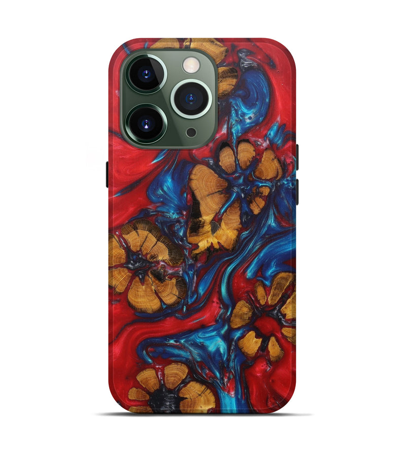 iPhone 13 Pro Wood+Resin Live Edge Phone Case - Alvaro (Dark Red, 598610)