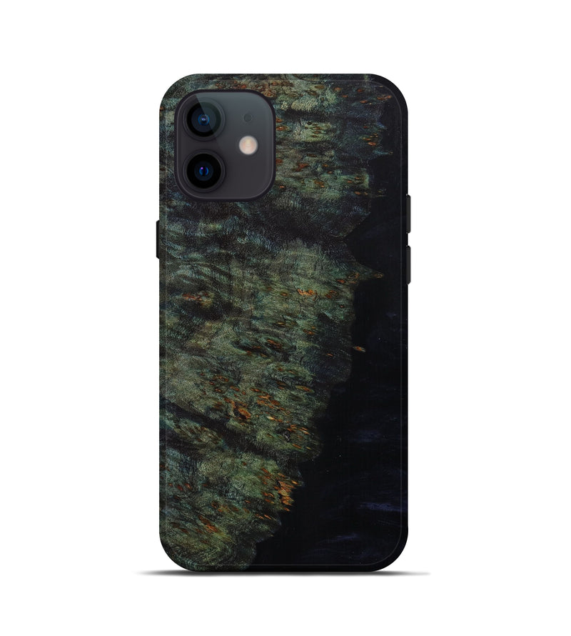 iPhone 12 mini Wood+Resin Live Edge Phone Case - Damian (Pure Black, 613977)