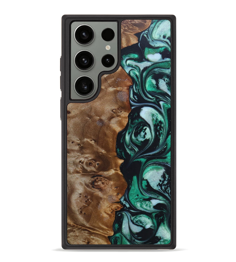 Galaxy S23 Ultra Wood+Resin Phone Case - Mindy (Green, 630673)