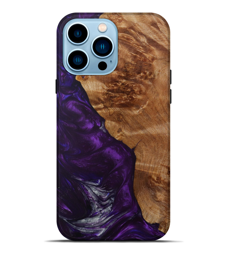 iPhone 14 Pro Max Wood+Resin Live Edge Phone Case - Ayva (Purple, 619502)