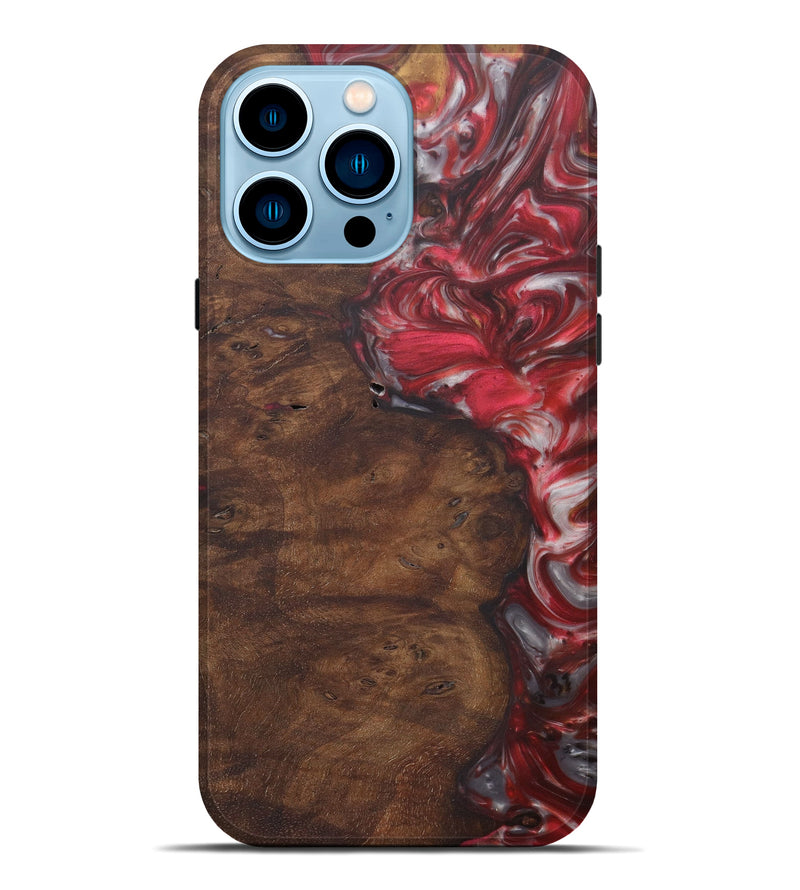 iPhone 14 Pro Max Wood+Resin Live Edge Phone Case - Emer (Dark Red, 579183)
