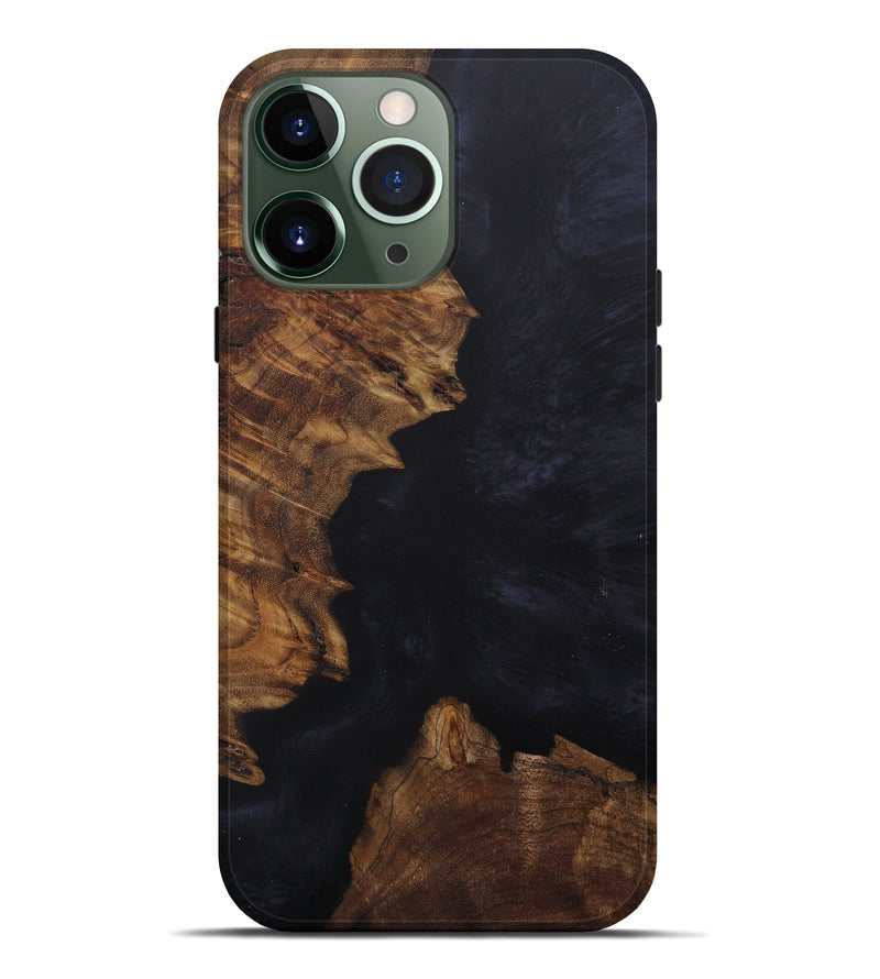 iPhone 13 Pro Max Wood+Resin Live Edge Phone Case - Burt (Pure Black, 580078)