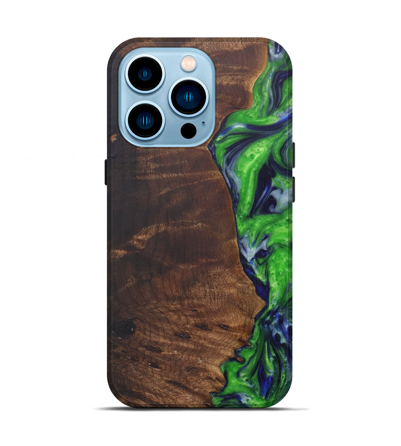 iPhone 14 Pro Wood+Resin Live Edge Phone Case - Verlyn (Dark Green, 594863)