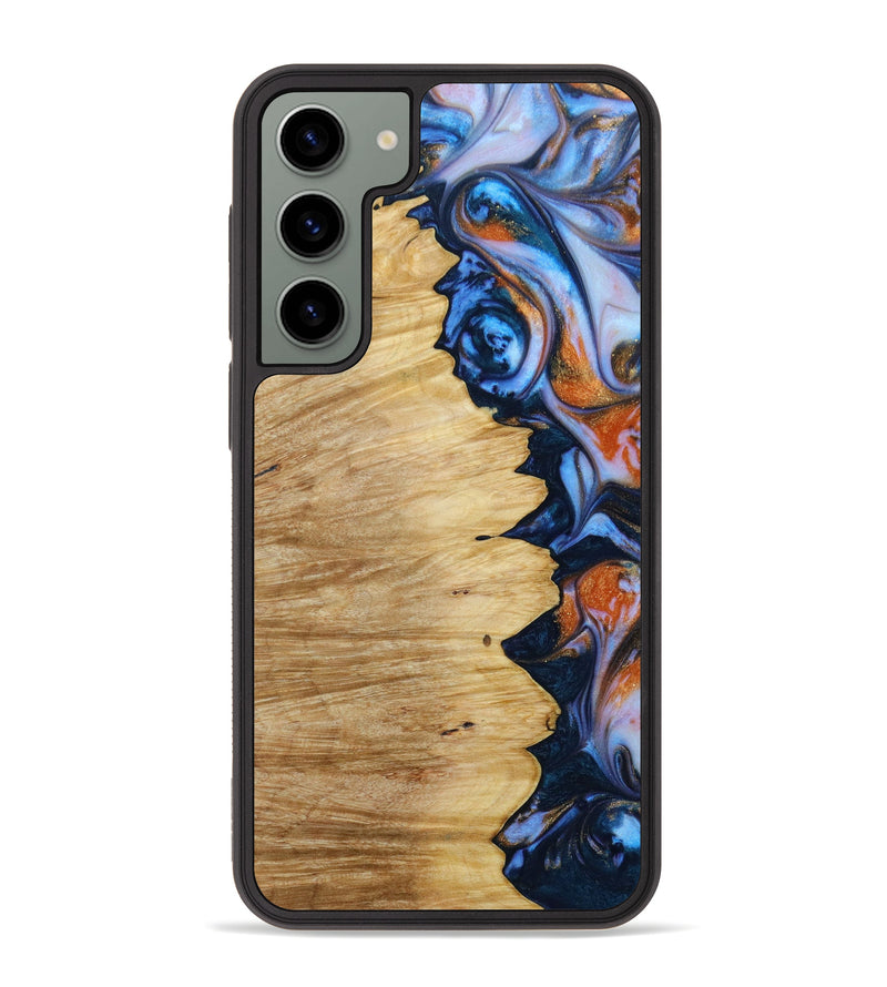 Galaxy S23 Plus Wood+Resin Phone Case - Luann (Teal & Gold, 642985)