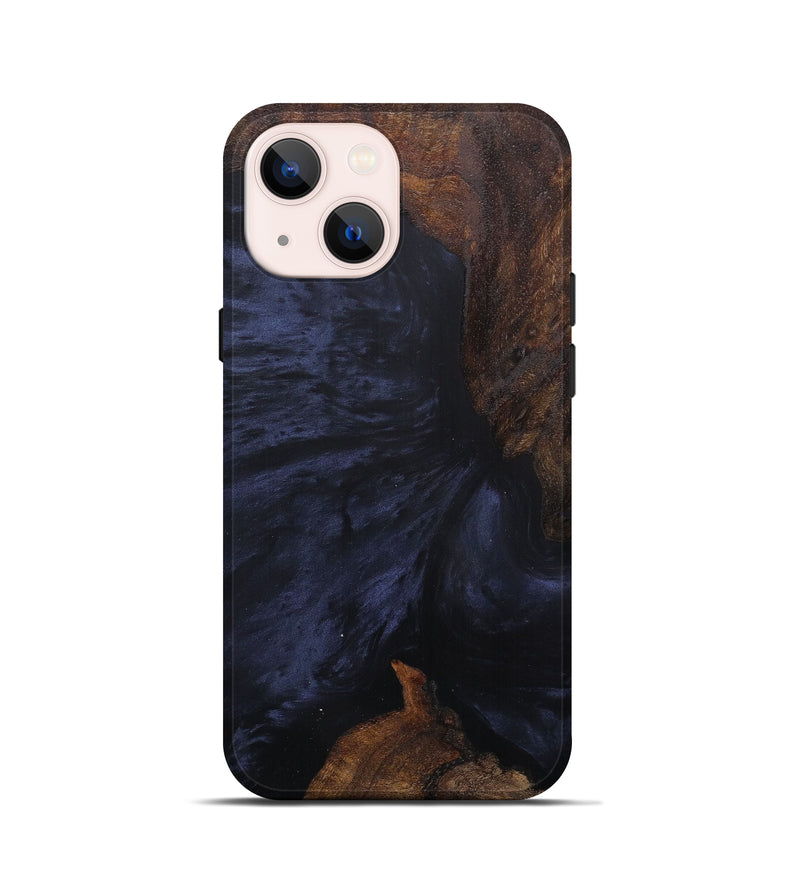 iPhone 13 mini Wood+Resin Live Edge Phone Case - Cymbre (Pure Black, 597272)