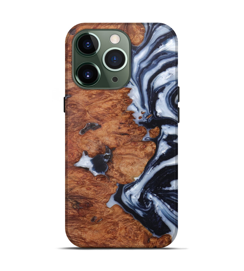 iPhone 13 Pro Wood+Resin Live Edge Phone Case - Ollie (Black & White, 606488)