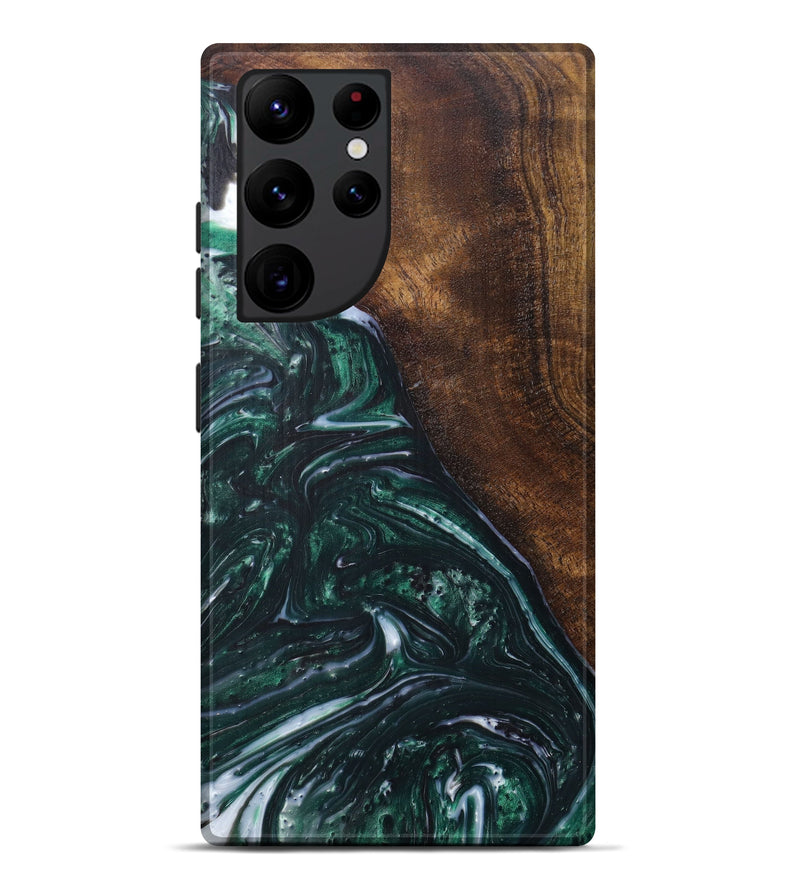 Galaxy S22 Ultra Wood+Resin Live Edge Phone Case - Prakash (Dark Green, 605515)