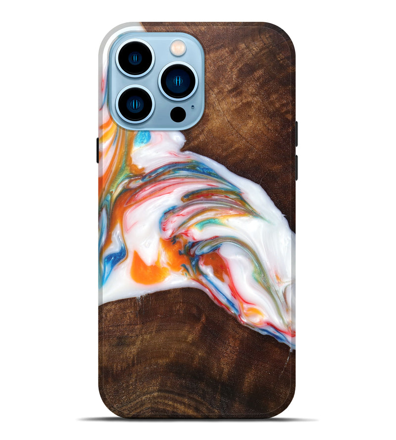 iPhone 14 Pro Max Wood+Resin Live Edge Phone Case - Tape (Light Blue, 605513)
