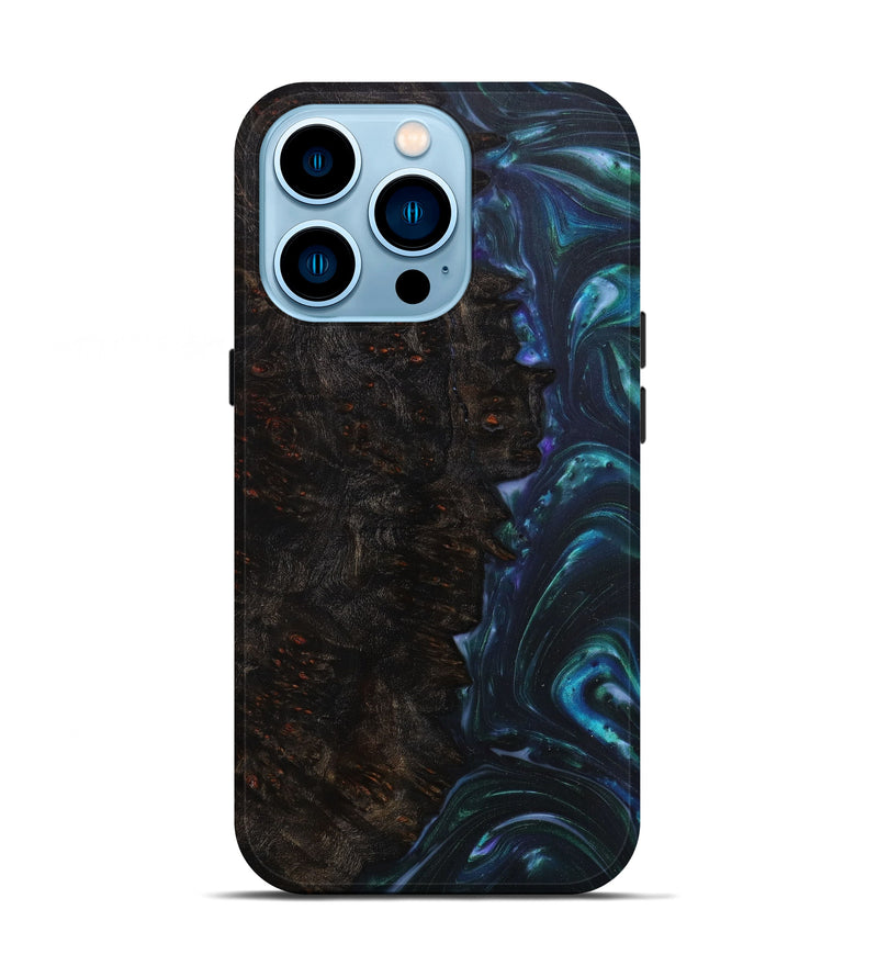 iPhone 14 Pro Wood+Resin Live Edge Phone Case - Jensen (Dark Green, 610661)
