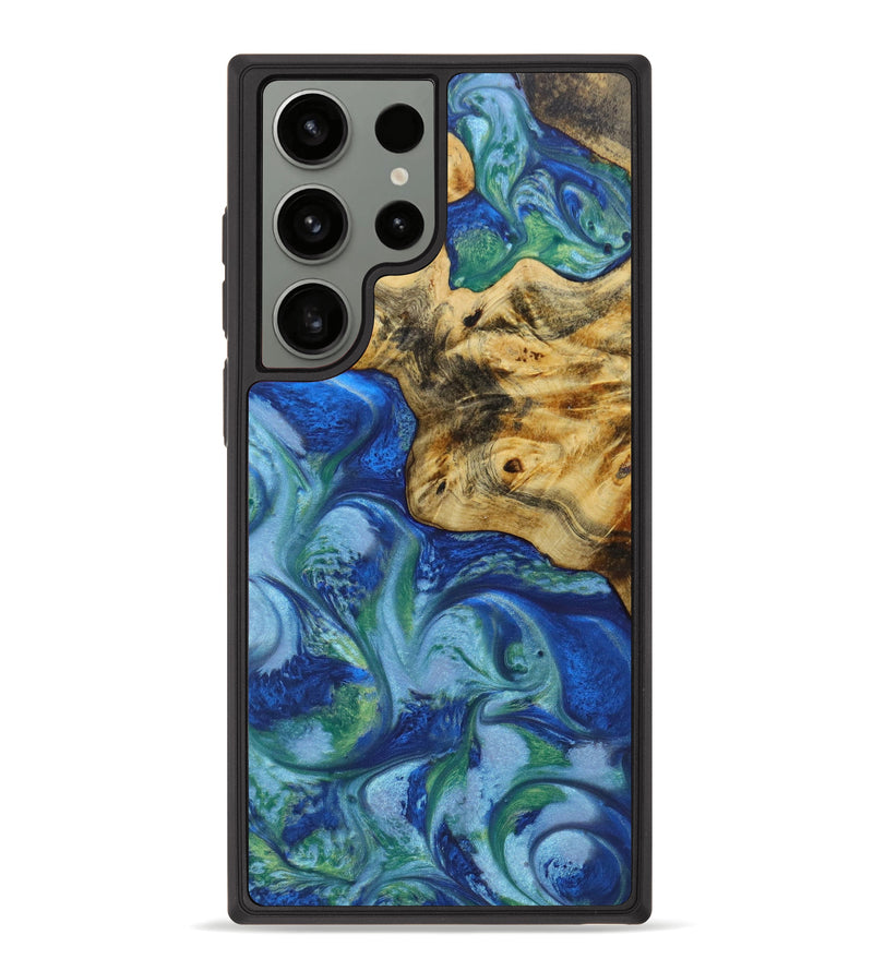 Galaxy S23 Ultra Wood+Resin Phone Case - Ethen (Blue, 622166)