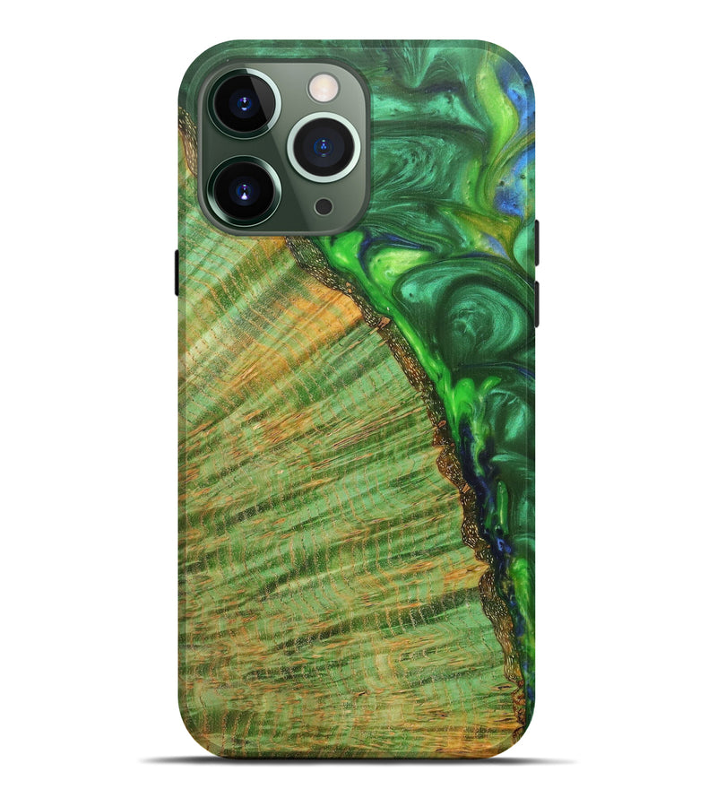 iPhone 13 Pro Max Wood+Resin Live Edge Phone Case - Ermias (Dark Green, 614991)