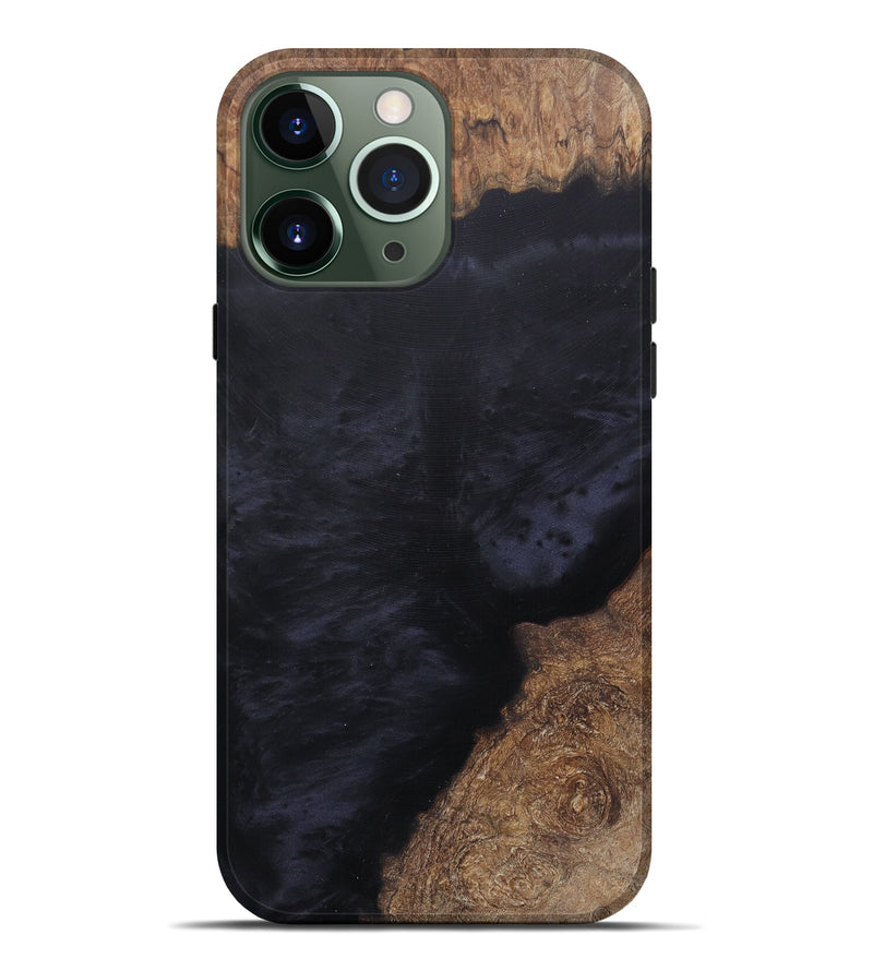 iPhone 13 Pro Max Wood+Resin Live Edge Phone Case - Riannon (Pure Black, 590694)
