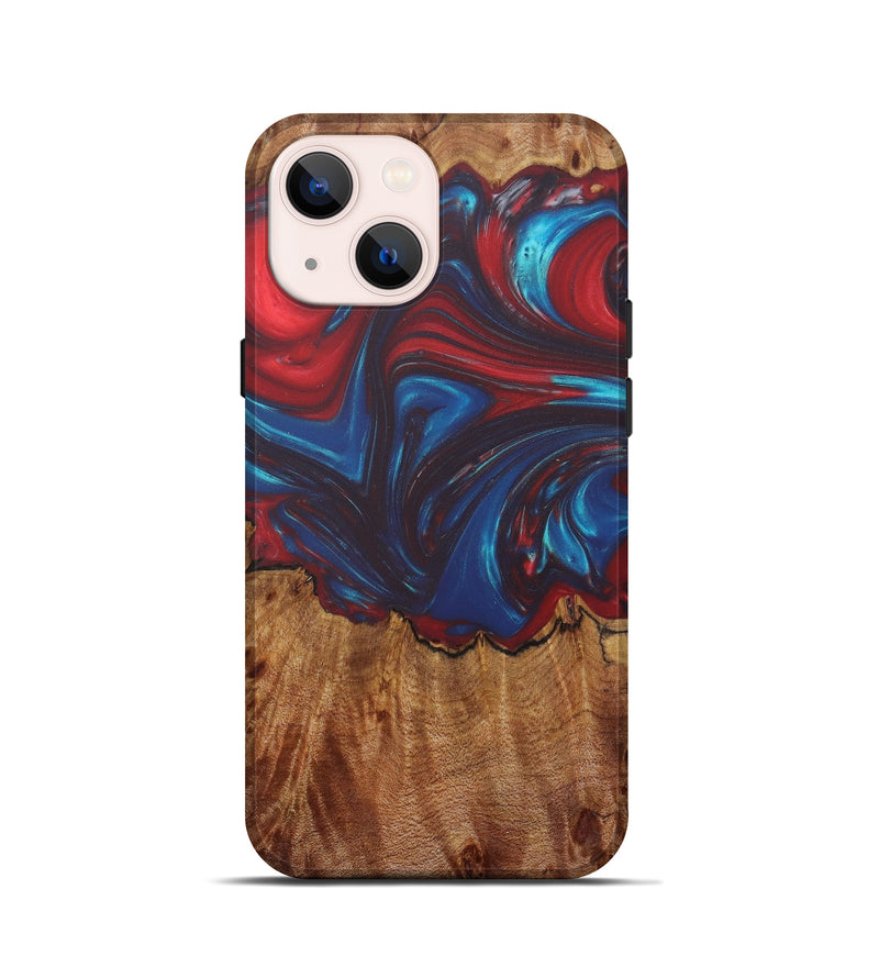 iPhone 13 mini Wood+Resin Live Edge Phone Case - Aveline (Dark Red, 602490)