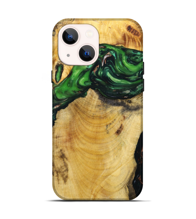 iPhone 13 Wood+Resin Live Edge Phone Case - Carissa (Green, 633239)