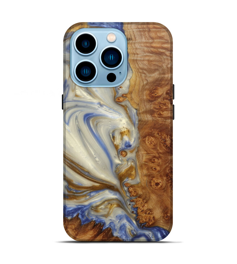 iPhone 14 Pro Wood+Resin Live Edge Phone Case - Aldo (Light Blue, 591791)