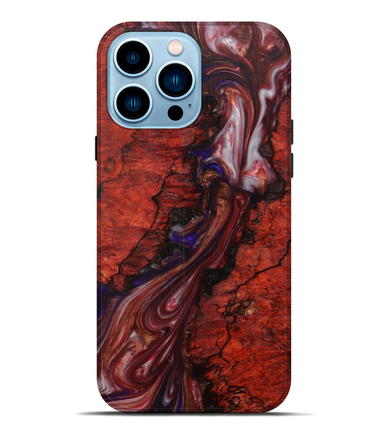 iPhone 14 Pro Max Wood+Resin Live Edge Phone Case - Brynn (Dark Red, 588717)