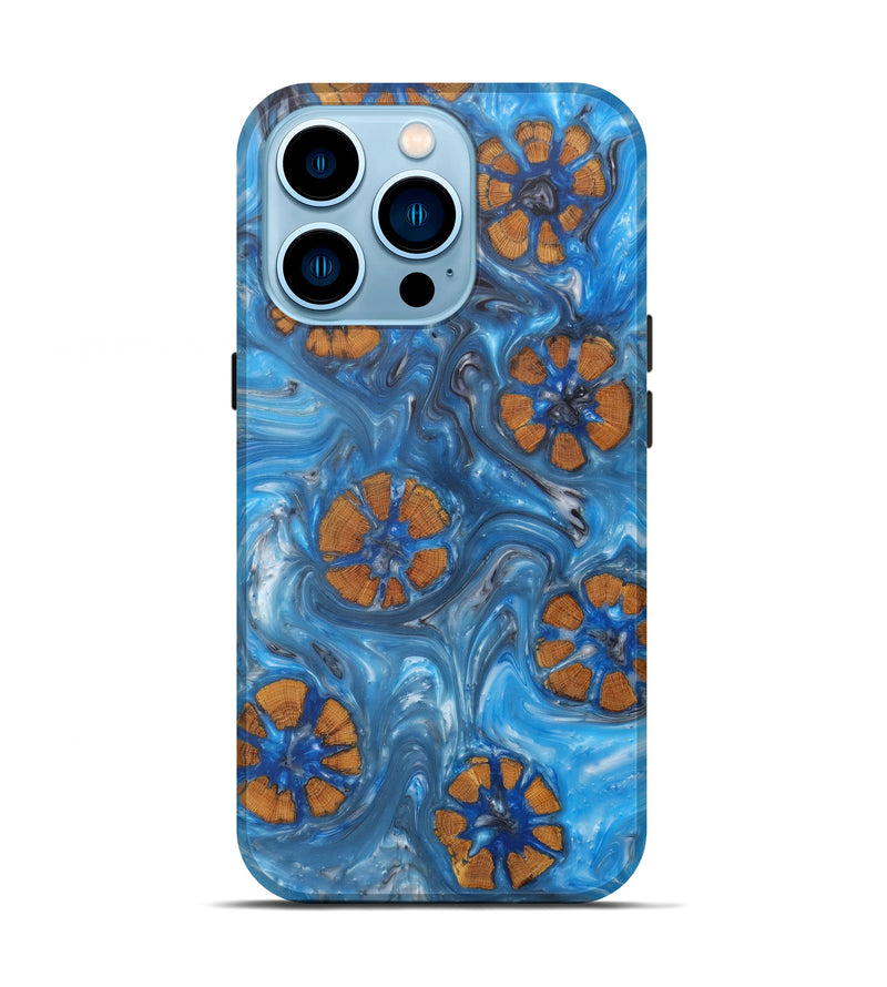 iPhone 14 Pro Wood+Resin Live Edge Phone Case - Viviene (Light Blue, 588008)