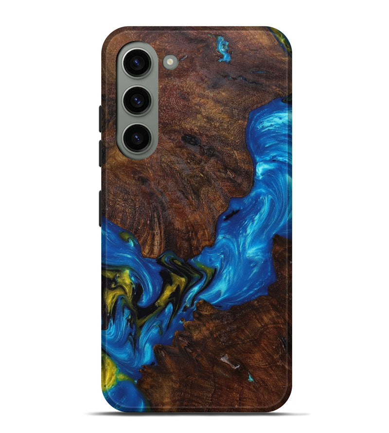 Galaxy S23 Plus Wood+Resin Live Edge Phone Case - Curt (Teal & Gold, 632442)