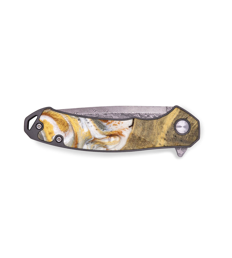 EDC Wood+Resin Pocket Knife - Geoffrey (Black & White, 636489)