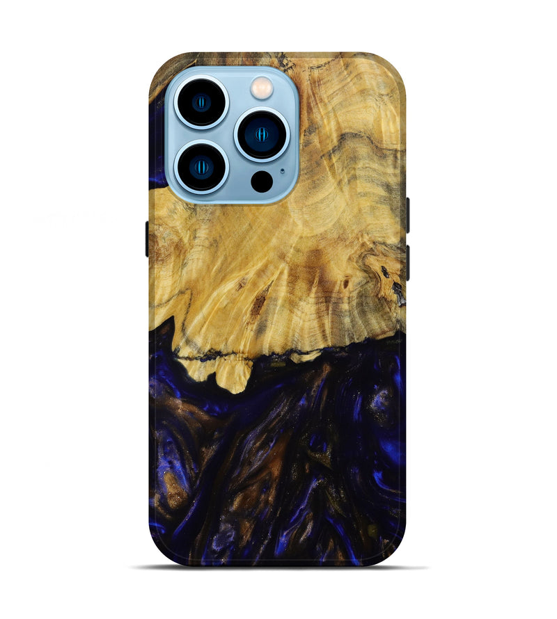 iPhone 14 Pro Wood+Resin Live Edge Phone Case - Robert (Blue, 646711)