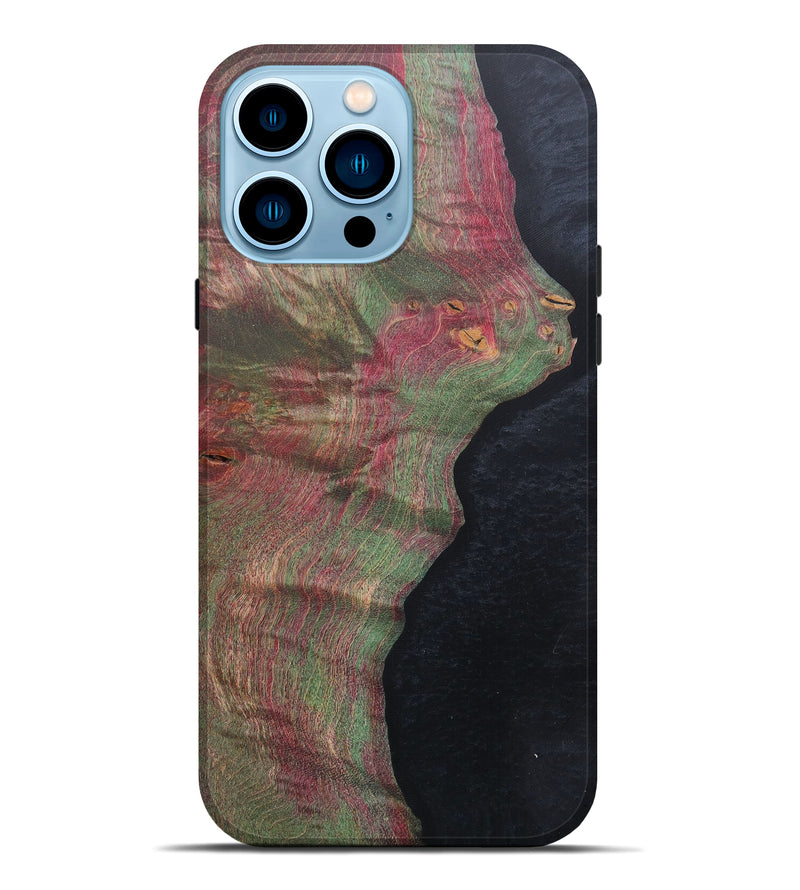 iPhone 14 Pro Max Wood+Resin Live Edge Phone Case - Yen (Pure Black, 590647)