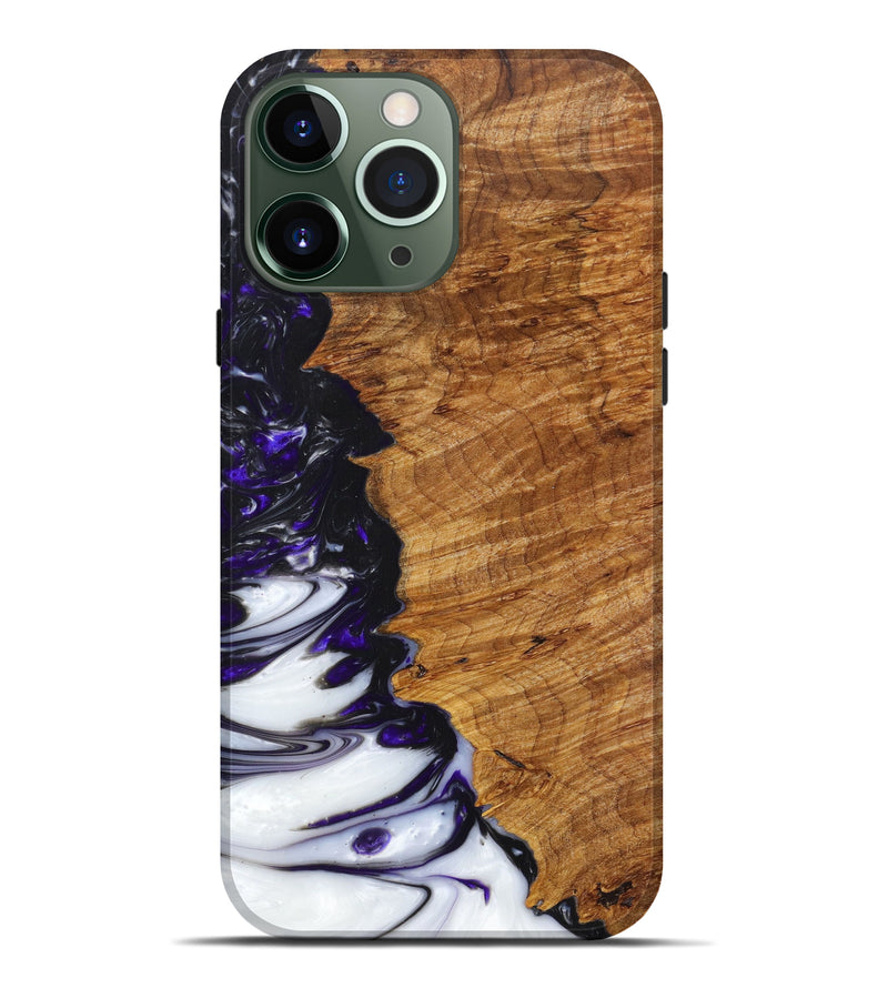 iPhone 13 Pro Max Wood+Resin Live Edge Phone Case - Alisa (Black & White, 626005)