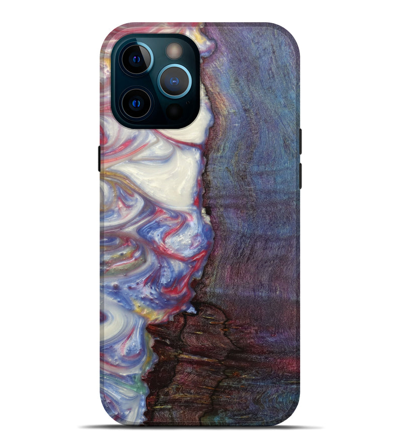 iPhone 12 Pro Max Wood+Resin Live Edge Phone Case - Shahram (Light Blue, 596332)