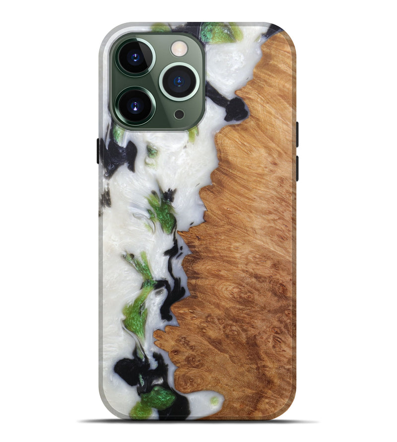 iPhone 13 Pro Max Wood+Resin Live Edge Phone Case - Cati (Black & White, 581230)