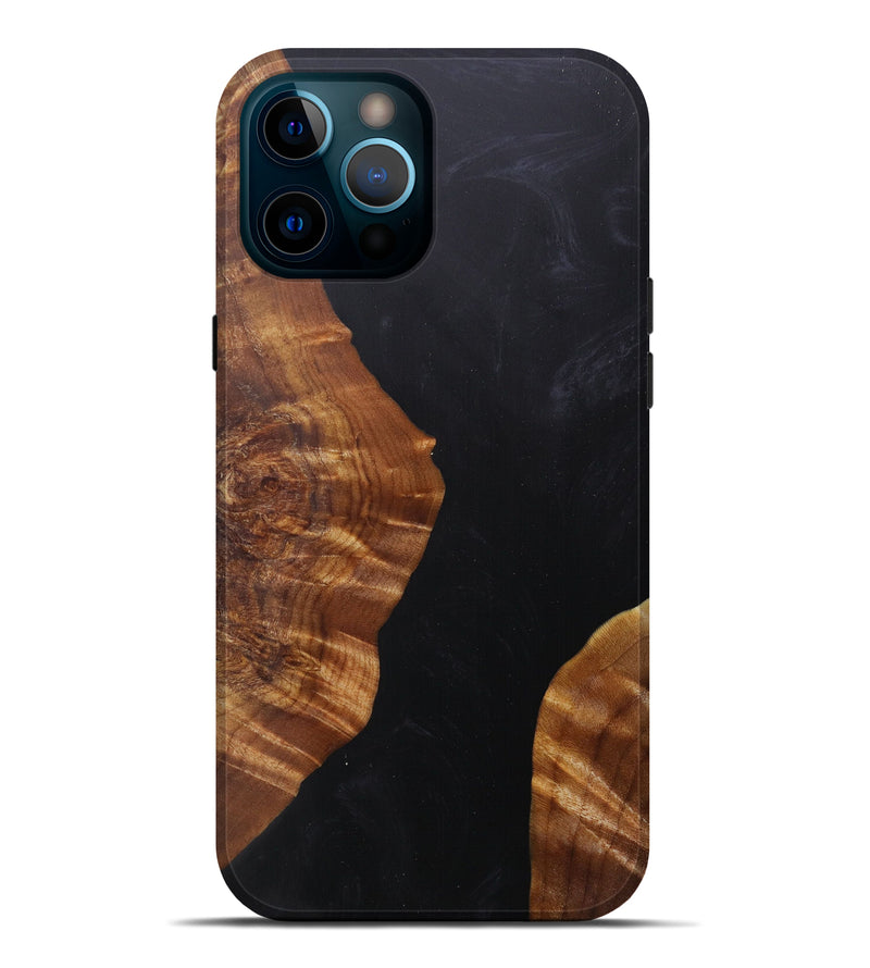 iPhone 12 Pro Max Wood+Resin Live Edge Phone Case - Kirsten (Pure Black, 601239)