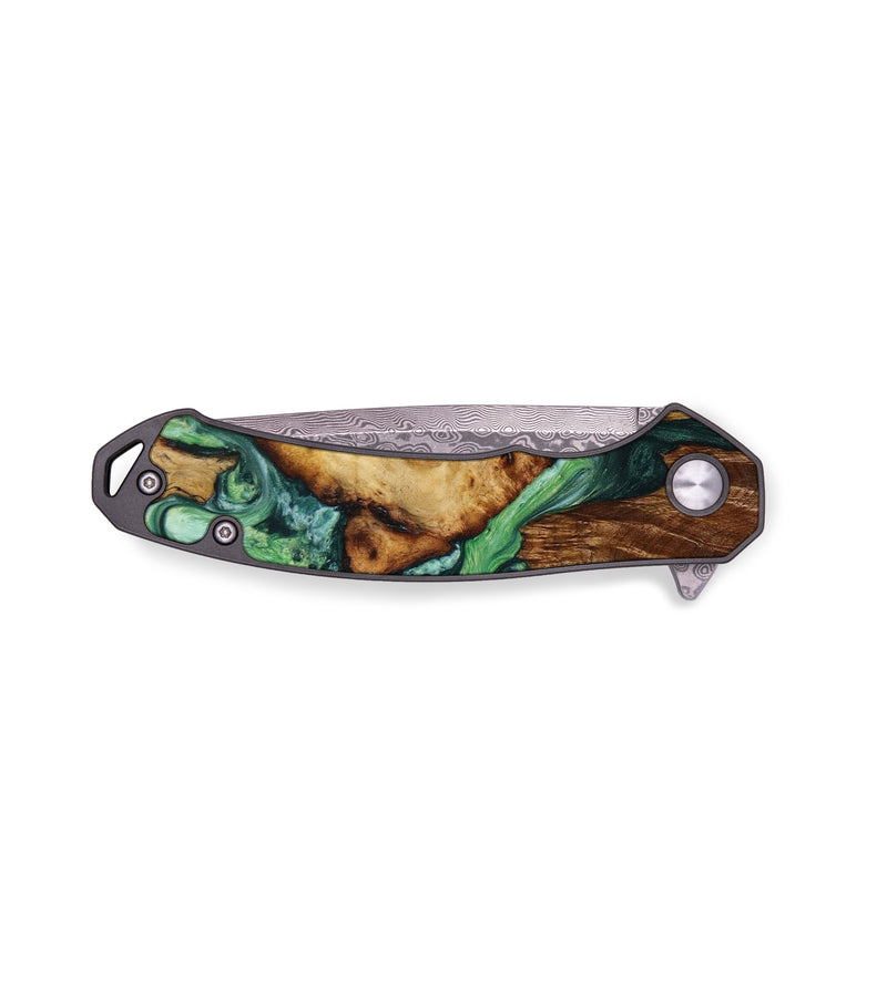 EDC Wood+Resin Pocket Knife - Robbie (Green, 644122)