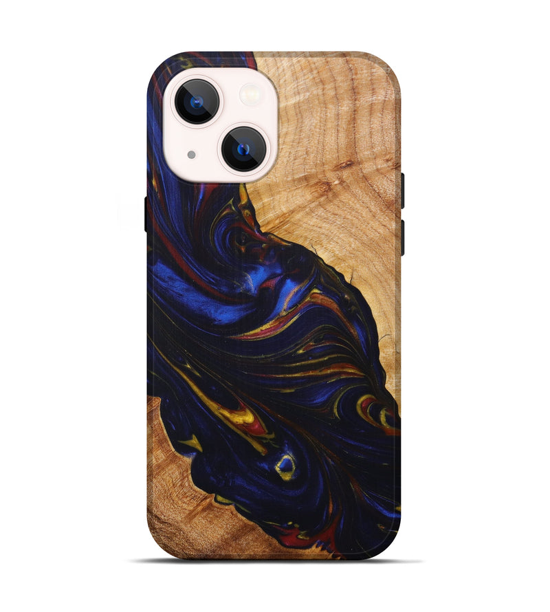 iPhone 13 Wood+Resin Live Edge Phone Case - Nan (Blue, 616699)