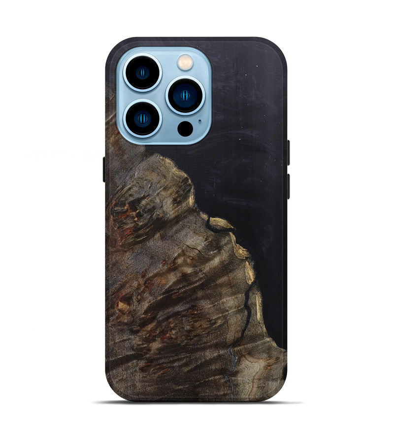 iPhone 14 Pro Wood+Resin Live Edge Phone Case - Vicki (Pure Black, 607136)