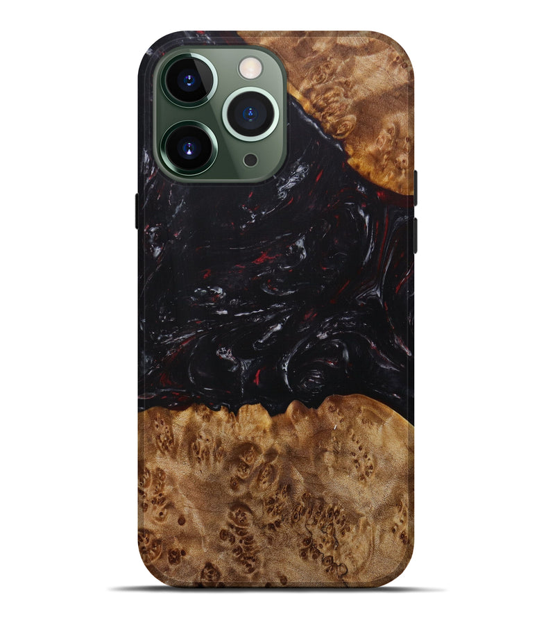 iPhone 13 Pro Max Wood+Resin Live Edge Phone Case - Mckinley (Red, 623149)