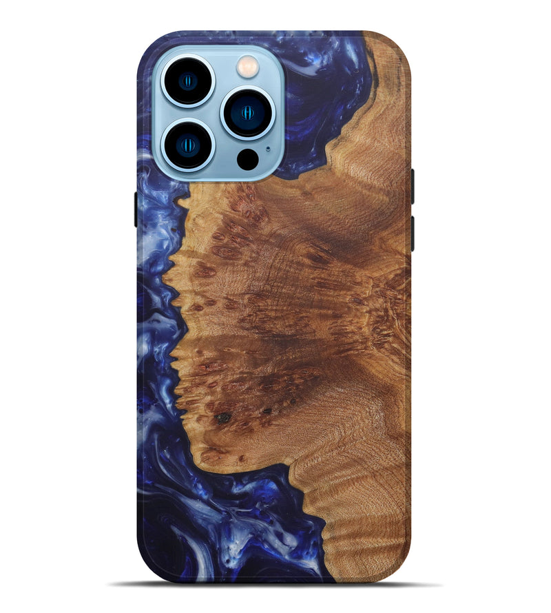 iPhone 14 Pro Max Wood+Resin Live Edge Phone Case - Rebekah (Dark Blue, 581700)