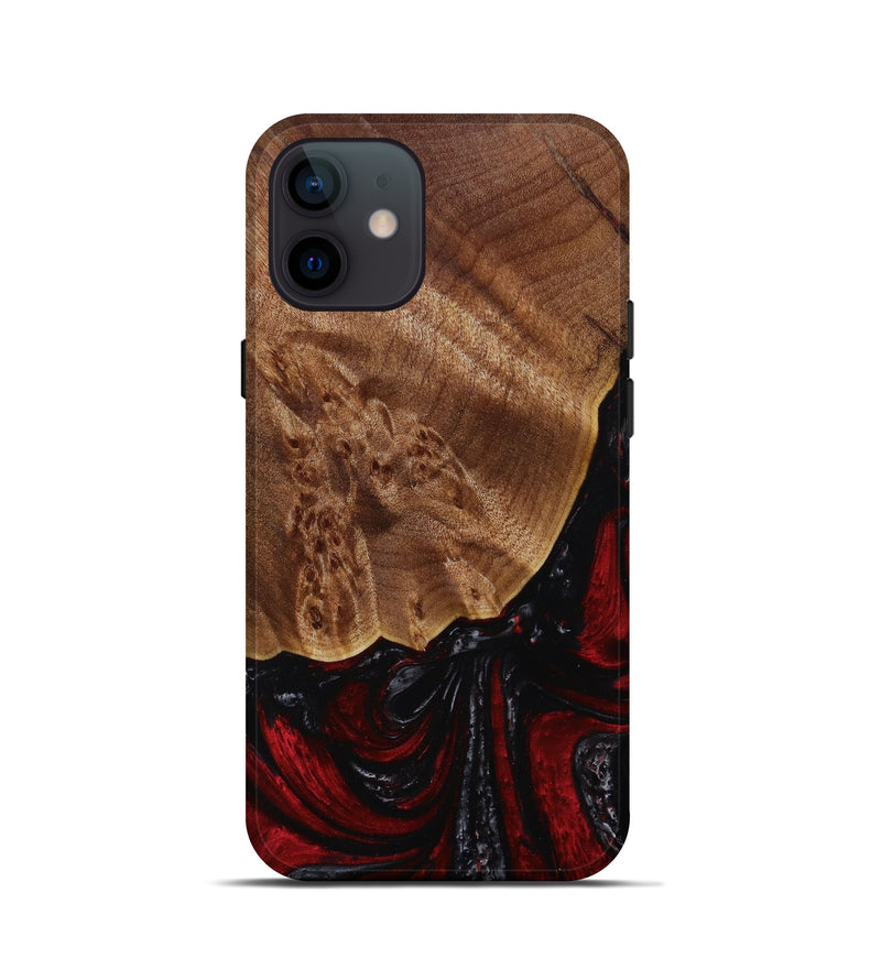 iPhone 12 mini Wood+Resin Live Edge Phone Case - Mario (Red, 642473)