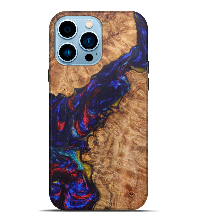 iPhone 14 Pro Max Wood+Resin Live Edge Phone Case - Martino (Dark Blue, 606511)