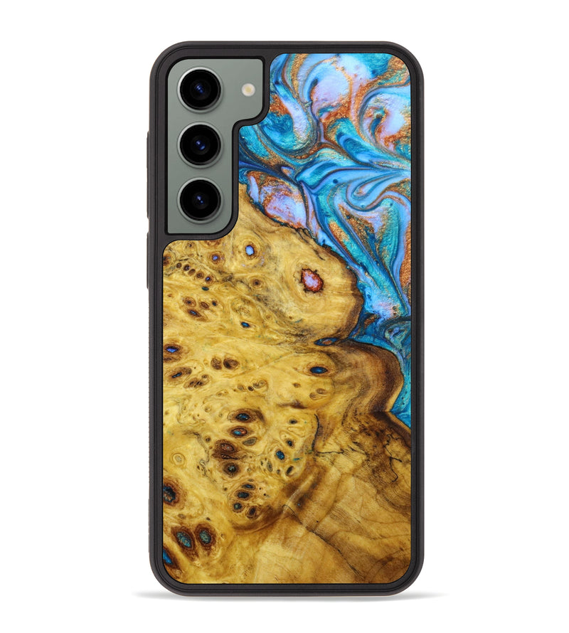 Galaxy S23 Plus Wood+Resin Phone Case - Walter (Teal & Gold, 645314)