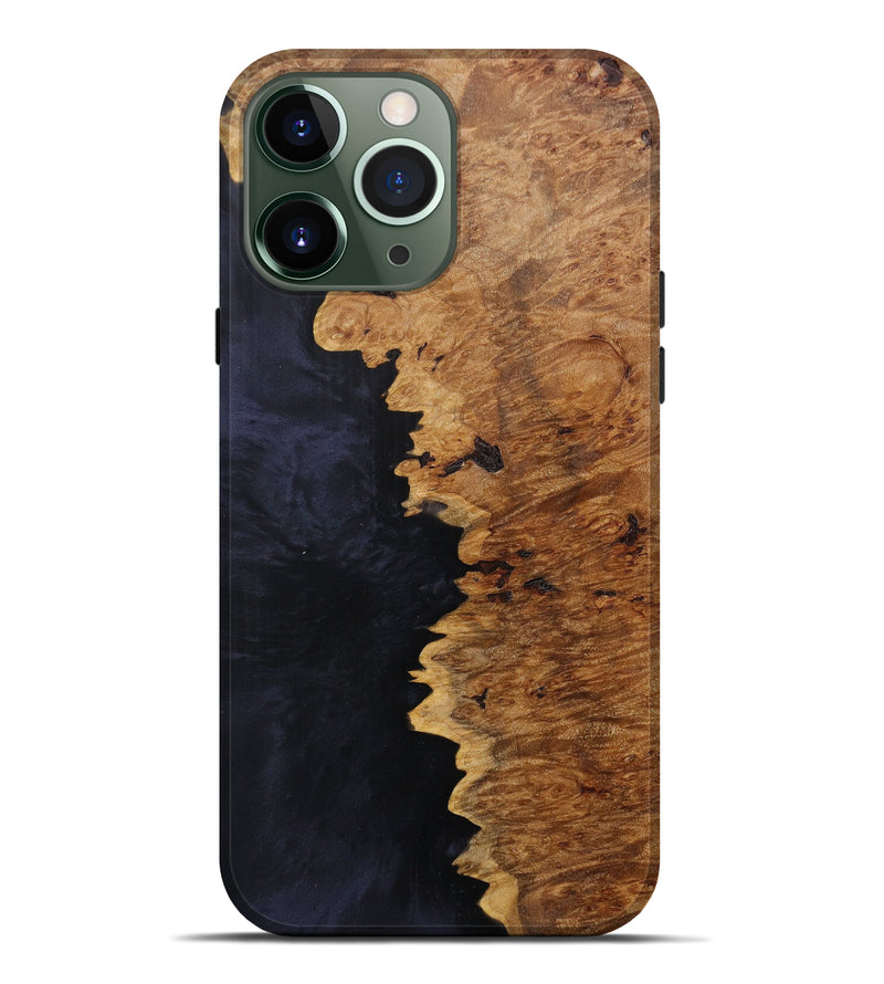 iPhone 13 Pro Max Wood+Resin Live Edge Phone Case - Karter (Pure Black, 614966)