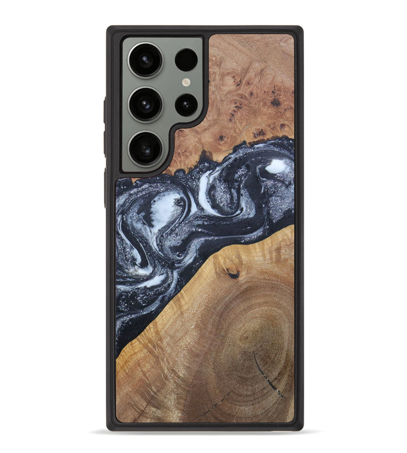 Galaxy S23 Ultra Wood+Resin Phone Case - Wendell (Black & White, 621407)