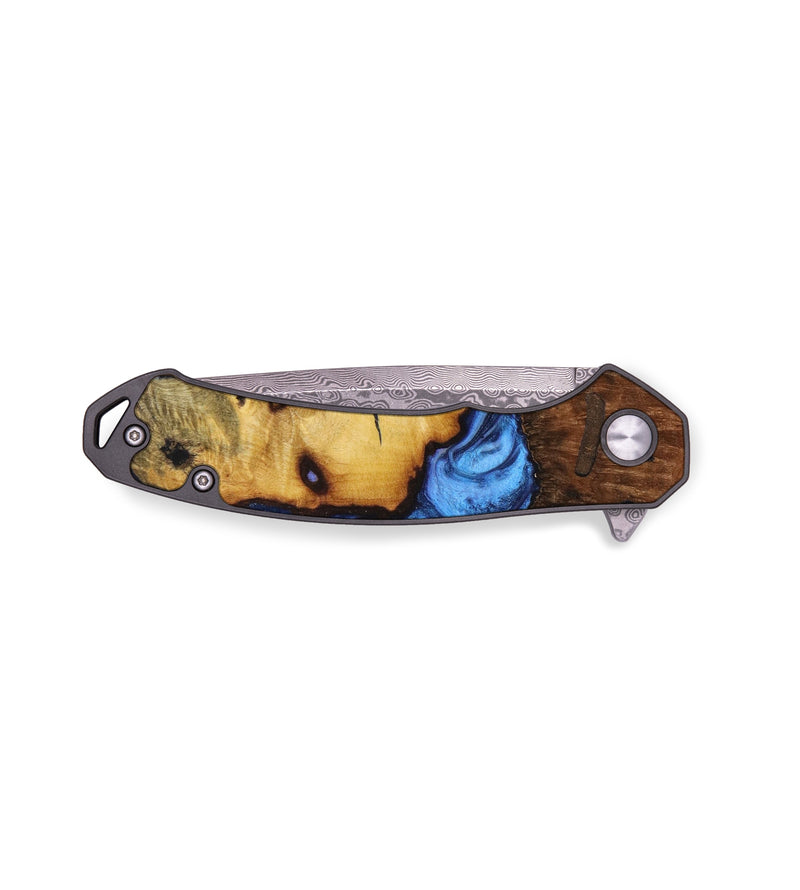 EDC Wood+Resin Pocket Knife - Shanice (Blue, 643174)