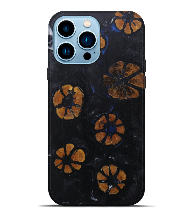 iPhone 14 Pro Max Wood+Resin Live Edge Phone Case - Paulo (Pure Black, 591442)