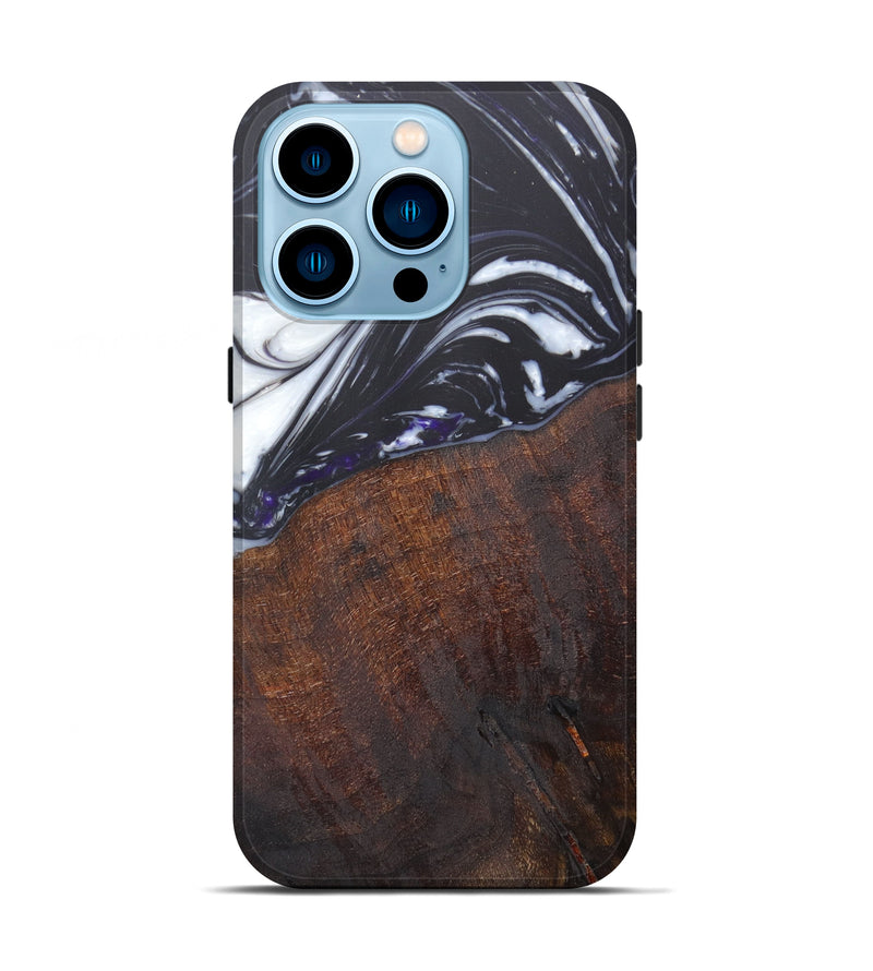 iPhone 14 Pro Wood+Resin Live Edge Phone Case - Renata (Black & White, 611065)