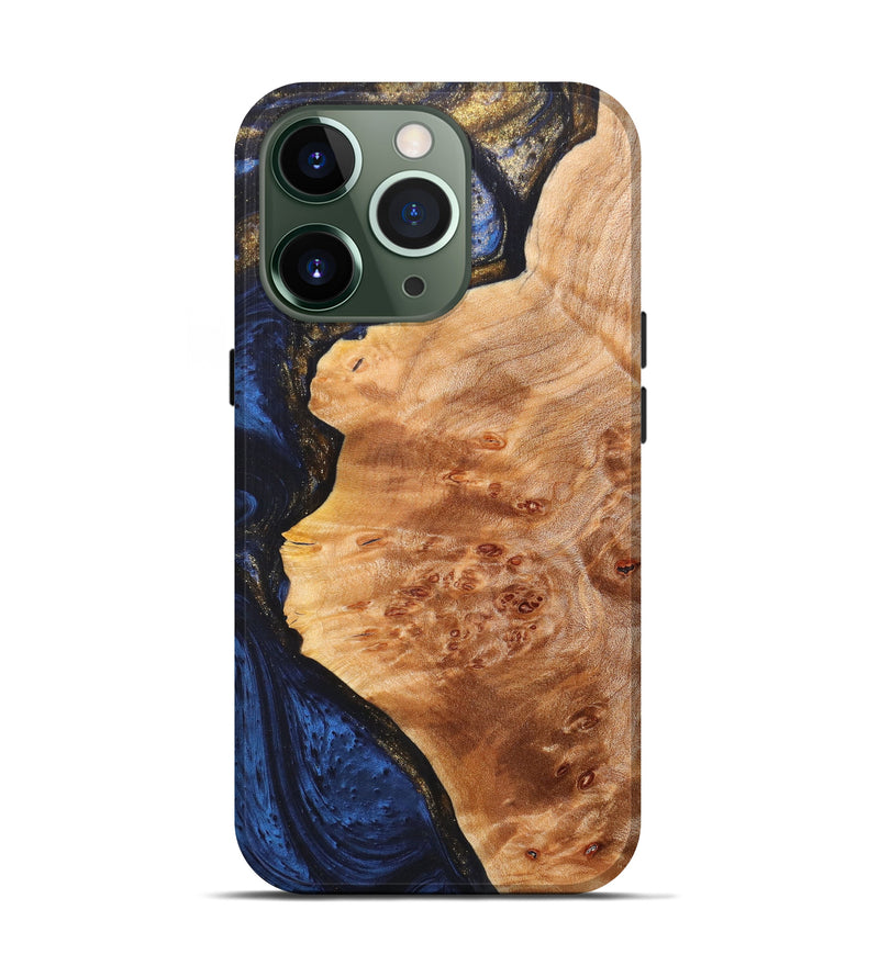 iPhone 13 Pro Wood+Resin Live Edge Phone Case - Judy (Blue, 615819)