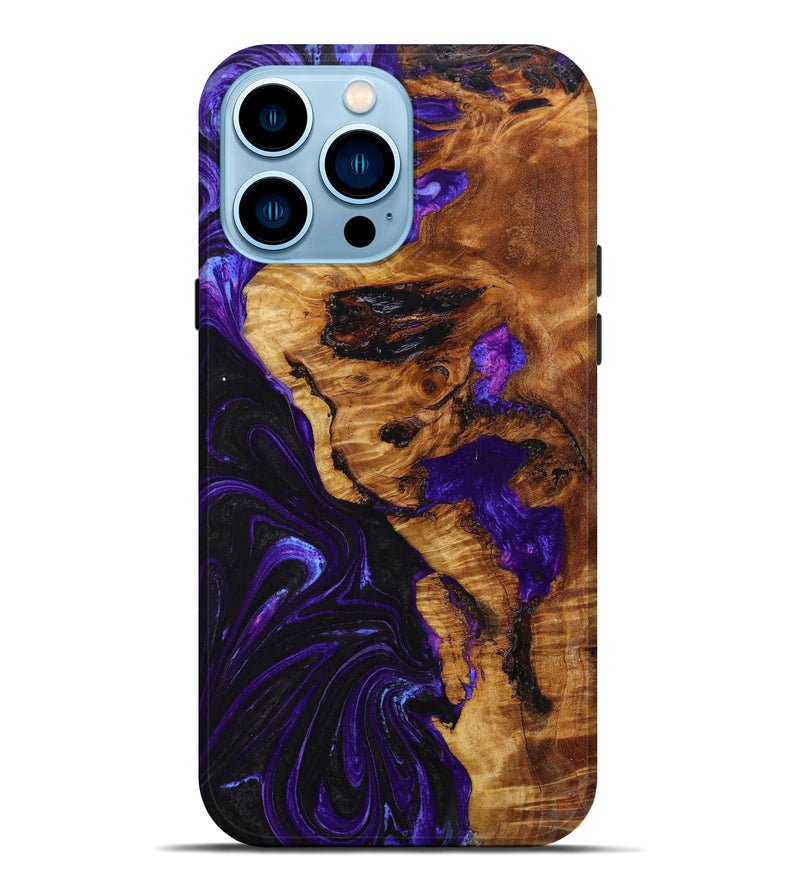 iPhone 14 Pro Max Wood+Resin Live Edge Phone Case - Audrina (Purple, 644990)