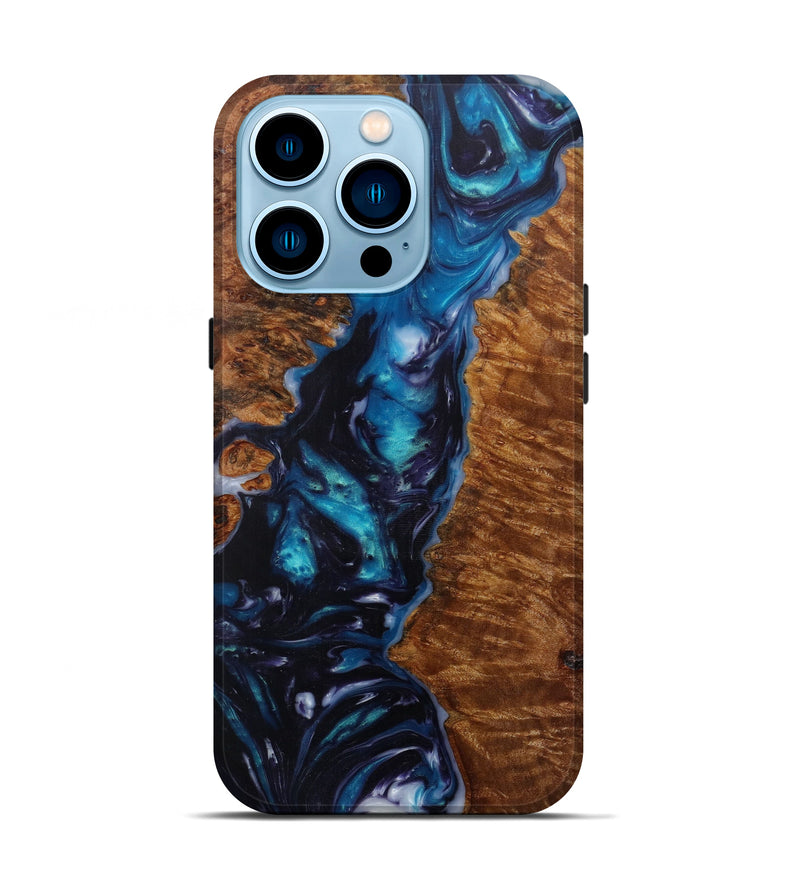iPhone 14 Pro Wood+Resin Live Edge Phone Case - Kelcey (Light Blue, 585589)